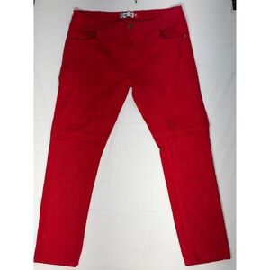 GS-115 Mens Red Moto Biker Pants Ribbed Knee Panels Size 38